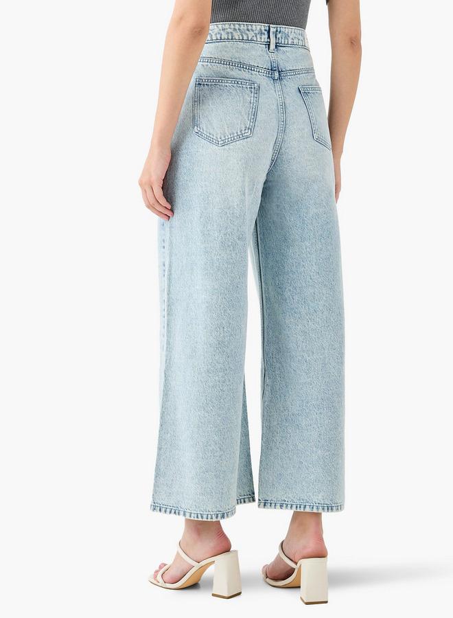 سبلاش فيڤ جينز نسائي واسع الساق بخصر متوسط - Image 4